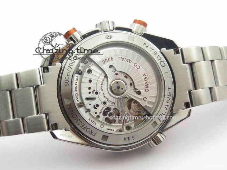 0517 Sophisticated Planet Ocean Master Chronometer Chrono SS OM 1:1 Best Edition Orange On SS Bracelet A 8156